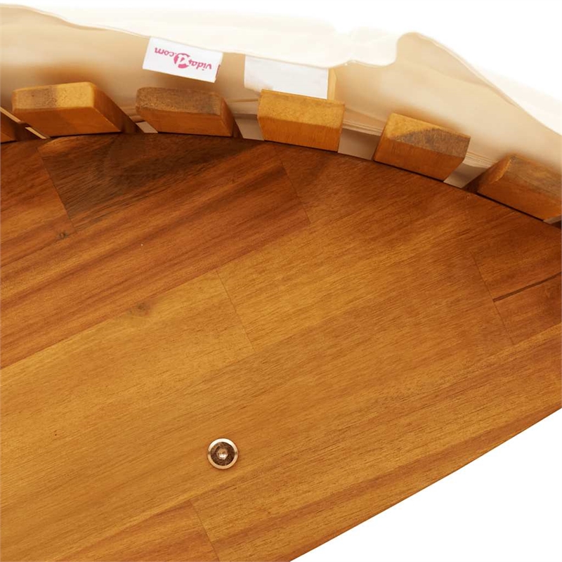 vidaXL Acacia Wood Grain Sun Lounger in Cream