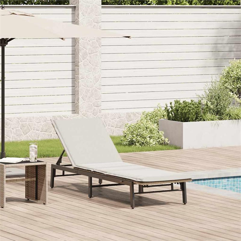 vidaXL Sun Lounger in Beige and Cream White