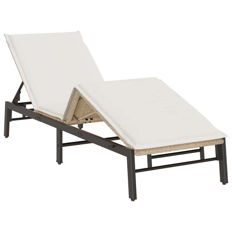 vidaXL Sun Lounger in Beige and Cream White