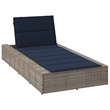 vidaXL Patio PE Rattan Standard Sunbed w/ Adjustable Armrests in Gray