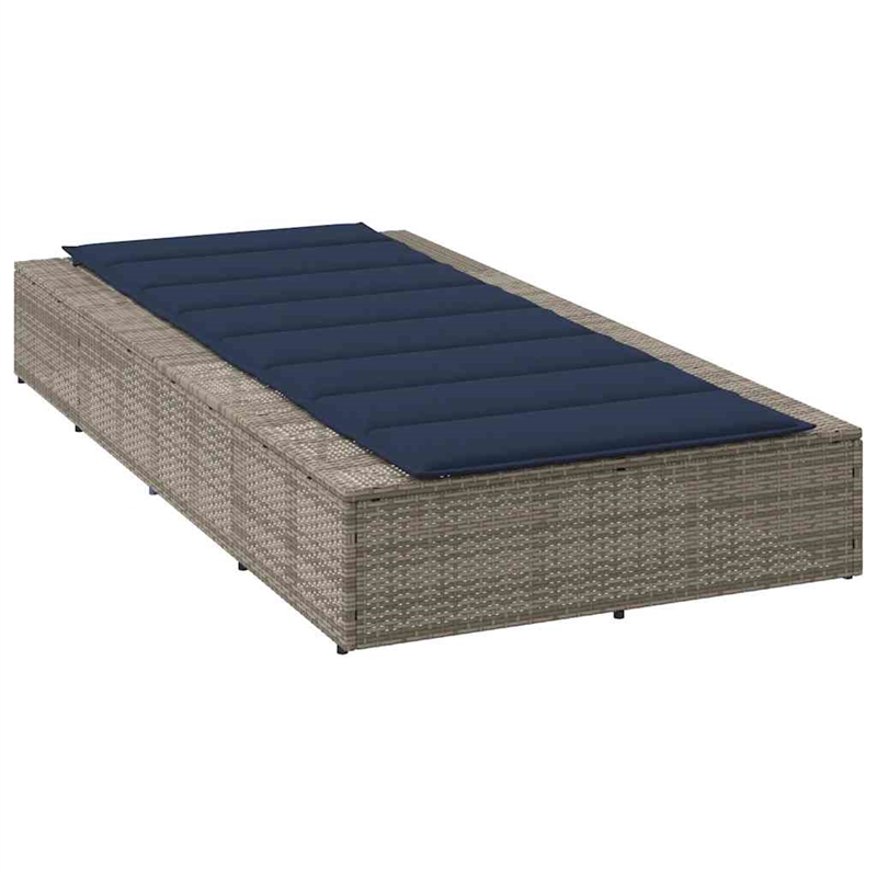 vidaXL Patio PE Rattan Standard Sunbed w/ Adjustable Armrests in Gray