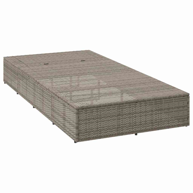 vidaXL Patio PE Rattan Standard Sunbed w/ Adjustable Armrests in Gray