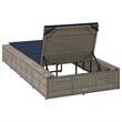vidaXL Patio PE Rattan Standard Sunbed w/ Adjustable Armrests in Gray