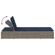 vidaXL Patio PE Rattan Standard Sunbed w/ Adjustable Armrests in Gray
