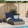 vidaXL Patio PE Rattan Standard Sunbed w/ Adjustable Armrests in Gray