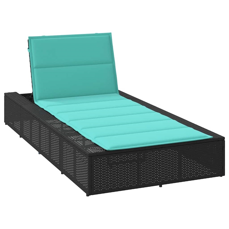 vidaXL Patio PE Rattan Large Sunbed Height-Adjustable in Black