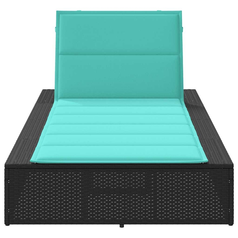vidaXL Patio PE Rattan Large Sunbed Height-Adjustable in Black