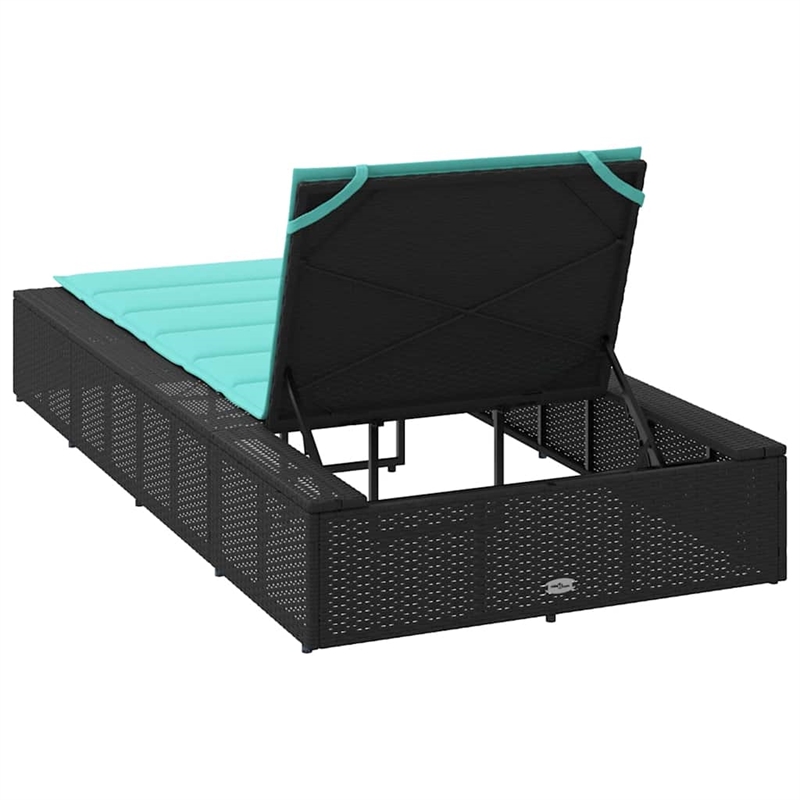 vidaXL Patio PE Rattan Large Sunbed Height-Adjustable in Black