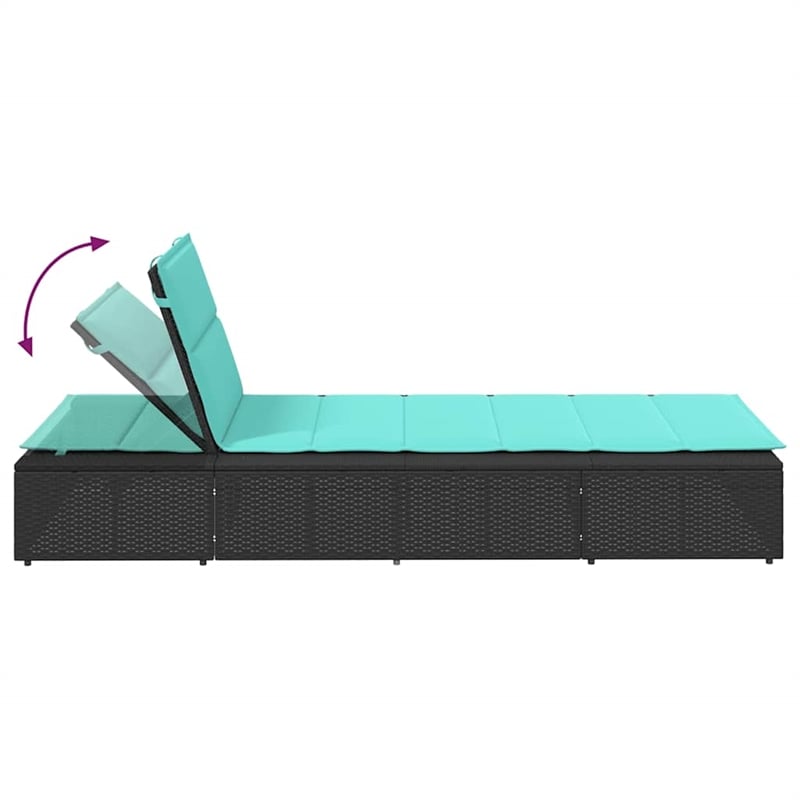 vidaXL Patio PE Rattan Large Sunbed Height-Adjustable in Black
