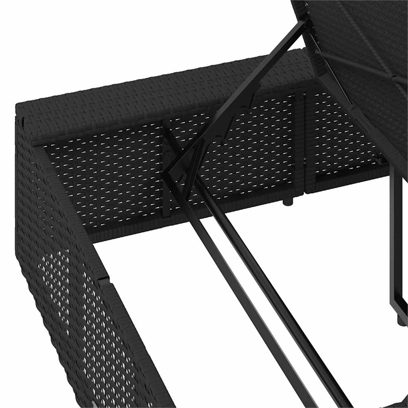 vidaXL Patio PE Rattan Large Sunbed Height-Adjustable in Black
