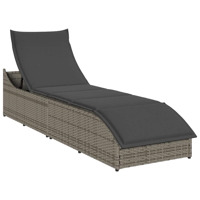 vidaXL PE Rattan Folding Standard Sun Lounger in Gray