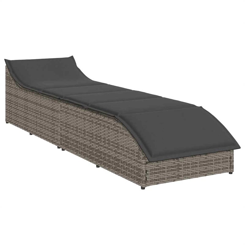 vidaXL PE Rattan Folding Standard Sun Lounger in Gray