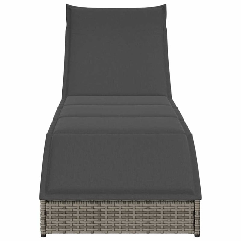 vidaXL PE Rattan Folding Standard Sun Lounger in Gray