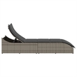 vidaXL PE Rattan Folding Standard Sun Lounger in Gray
