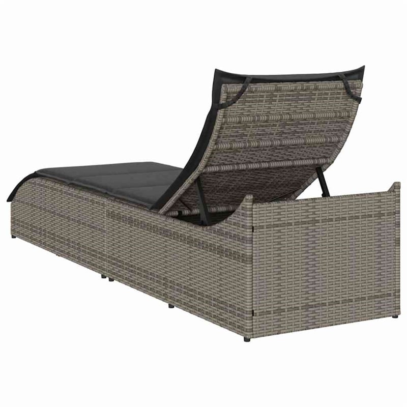vidaXL PE Rattan Folding Standard Sun Lounger in Gray