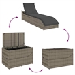 vidaXL PE Rattan Folding Standard Sun Lounger in Gray