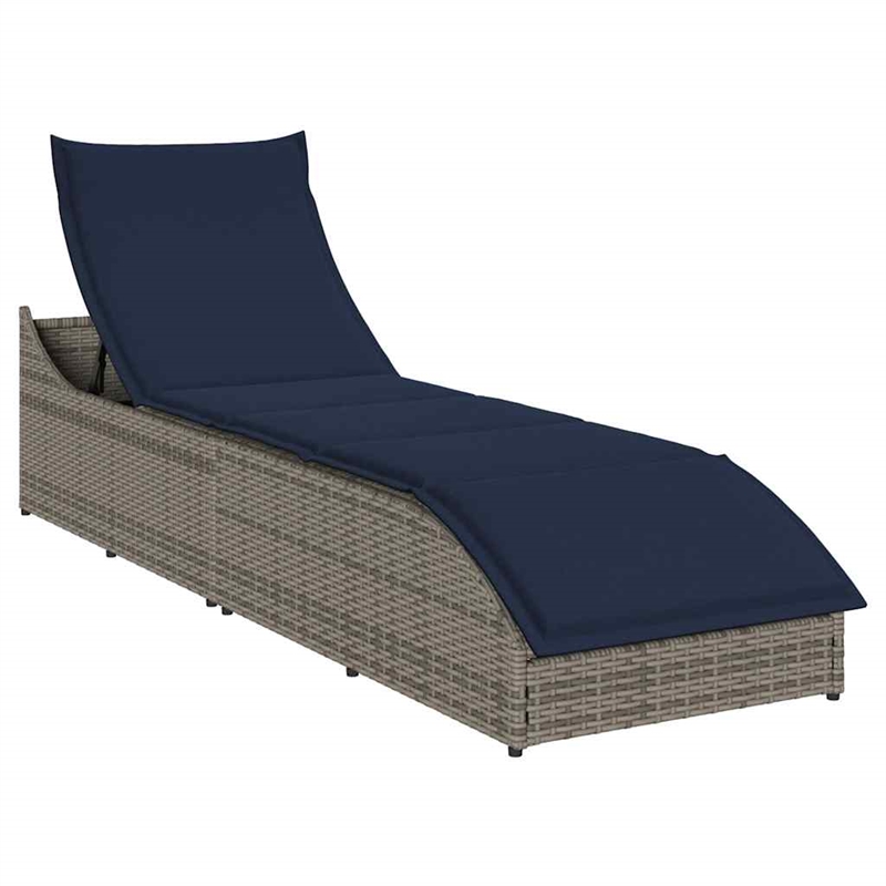 vidaXL PE Rattan Folding Standard Foldable Sun Lounger in Gray