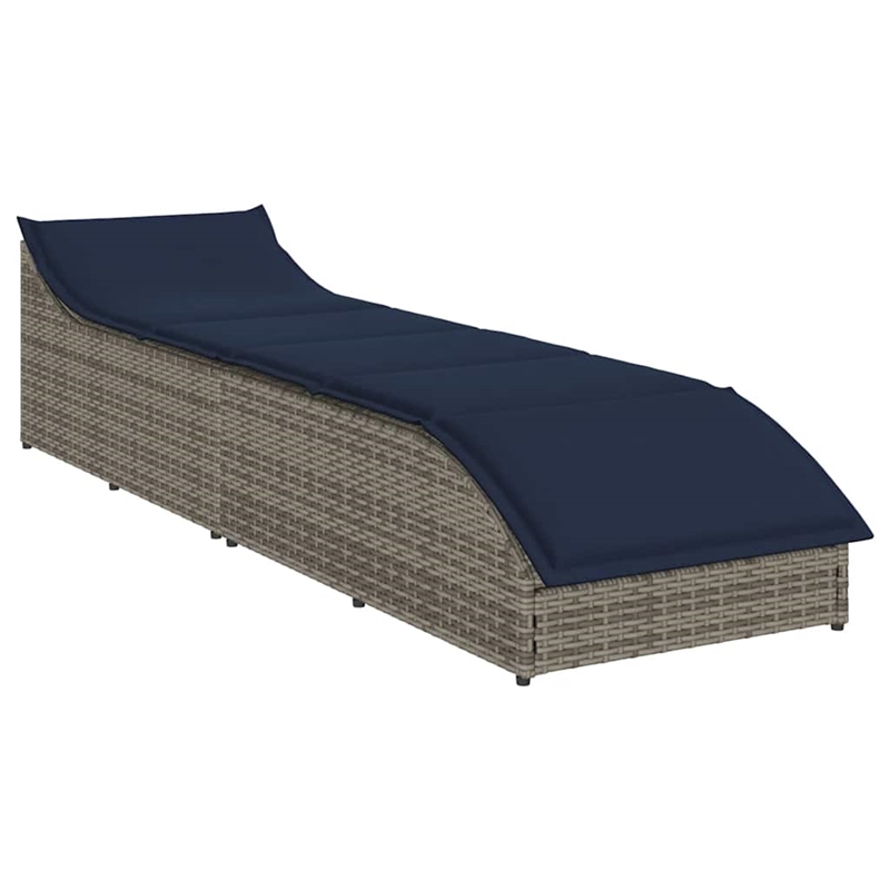 vidaXL PE Rattan Folding Standard Foldable Sun Lounger in Gray