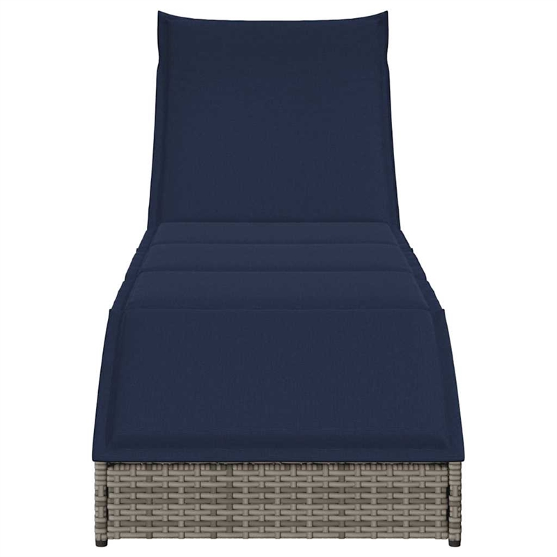 vidaXL PE Rattan Folding Standard Foldable Sun Lounger in Gray