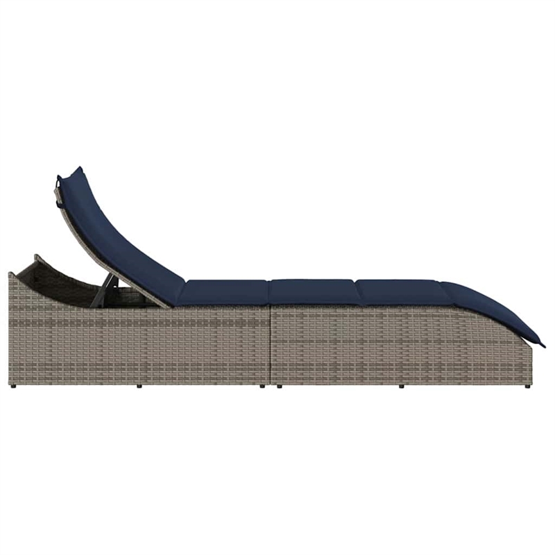 vidaXL PE Rattan Folding Standard Foldable Sun Lounger in Gray