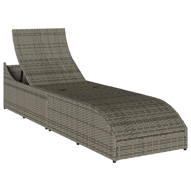 vidaXL PE Rattan Folding Standard Foldable Sun Lounger in Gray
