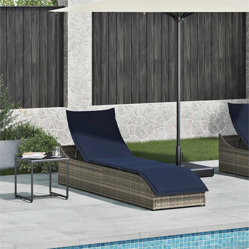 vidaXL PE Rattan Folding Standard Foldable Sun Lounger in Gray
