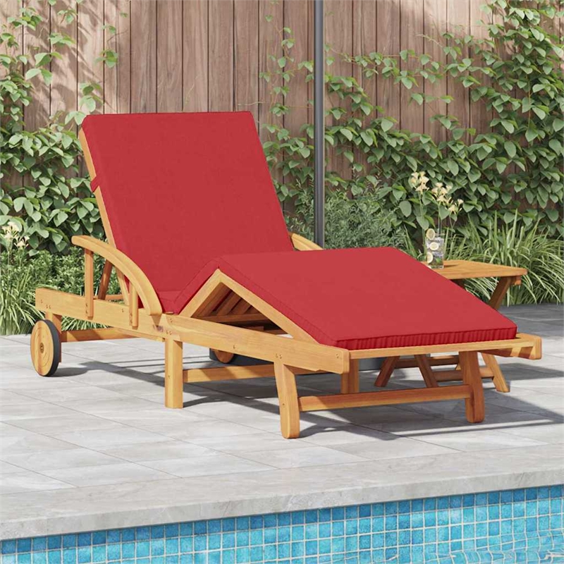 vidaXL Solid Acacia Wood Reclining Sun Lounger 200x67x84cm in Red