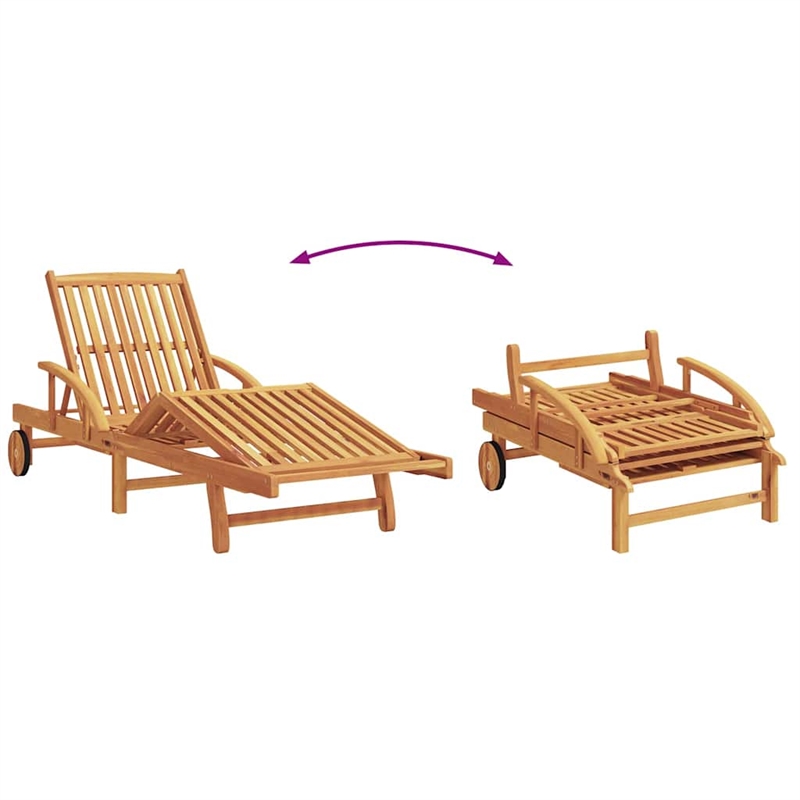 vidaXL Solid Acacia Wood Reclining Sun Lounger 200x67x84cm in Red