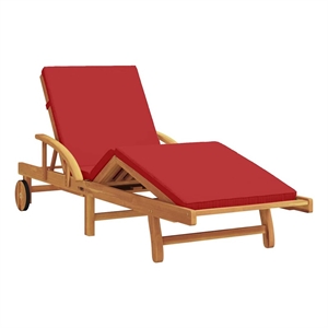 vidaXL Solid Acacia Wood Reclining Sun Lounger 200x67x84cm in Red