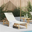 vidaXL Bamboo Standard Sun Lounger w/ Adjustable Armrests in Cream White