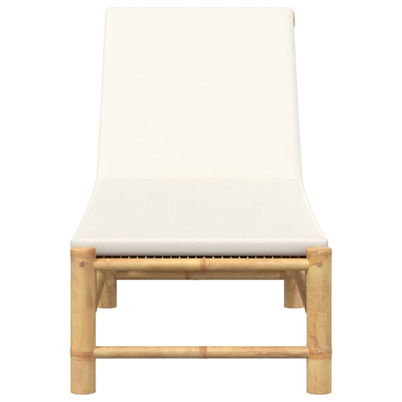 vidaXL Bamboo Standard Sun Lounger w/ Adjustable Armrests in Cream White