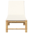 vidaXL Bamboo Standard Sun Lounger w/ Adjustable Armrests in Cream White