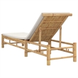vidaXL Bamboo Standard Sun Lounger w/ Adjustable Armrests in Cream White