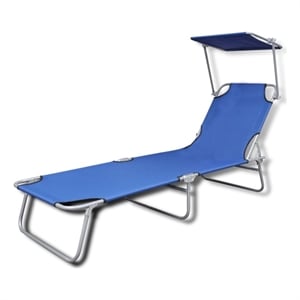 vidaXL Steel Standard Foldable Sun Lounger in Blue