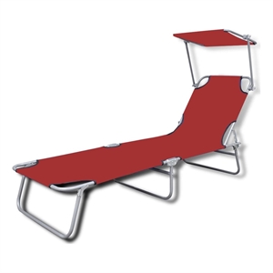 vidaXL Polyester Fabric Powder-Coated Steel Standard Sun Lounger in Red