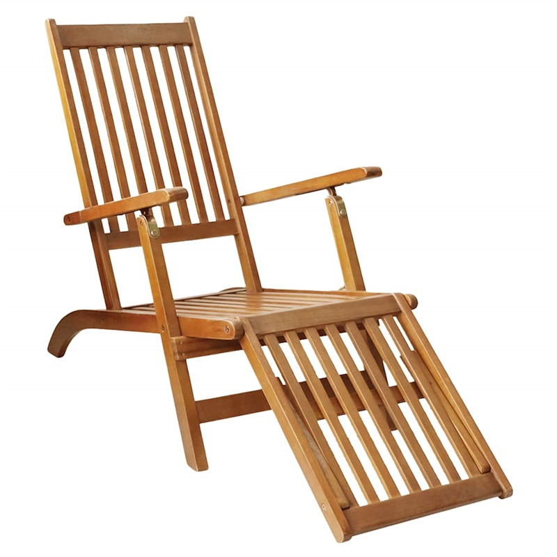 vidaXL Acacia Hardwood Standard Foldable Sun Lounger in Brown