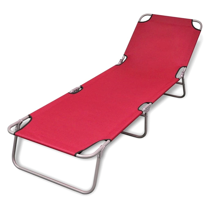 vidaXL Powder-Coated Steel Standard Foldable Sun Lounger in Red
