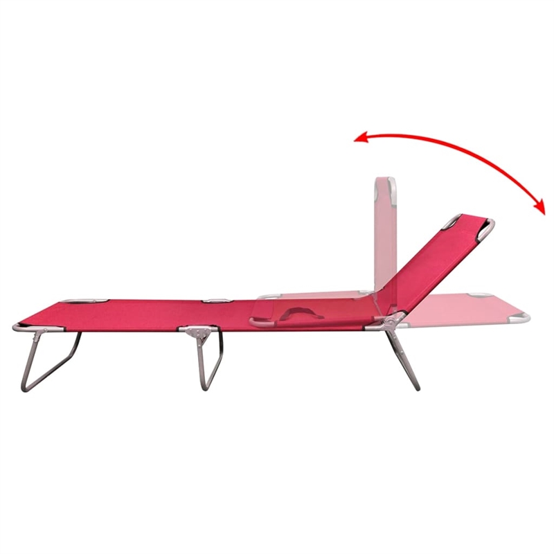 vidaXL Powder-Coated Steel Standard Foldable Sun Lounger in Red