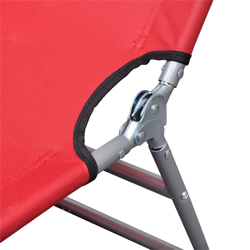 vidaXL Powder-Coated Steel Standard Foldable Sun Lounger in Red