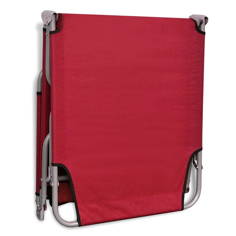 vidaXL Powder-Coated Steel Standard Foldable Sun Lounger in Red