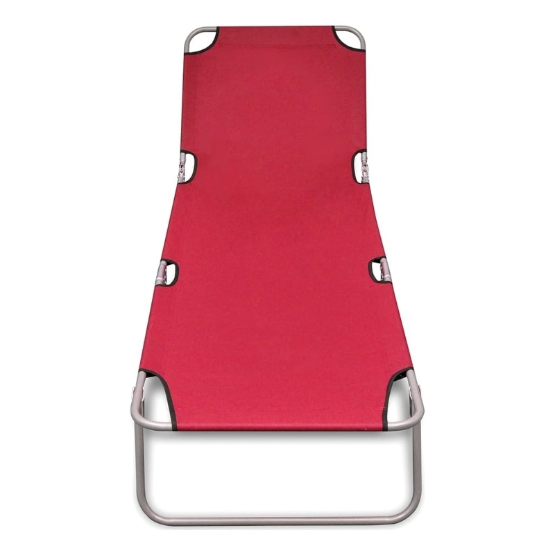 vidaXL Powder-Coated Steel Standard Foldable Sun Lounger in Red