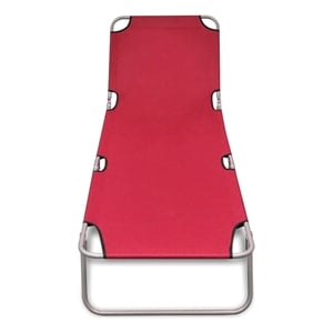 vidaXL Powder-Coated Steel Standard Foldable Sun Lounger in Red