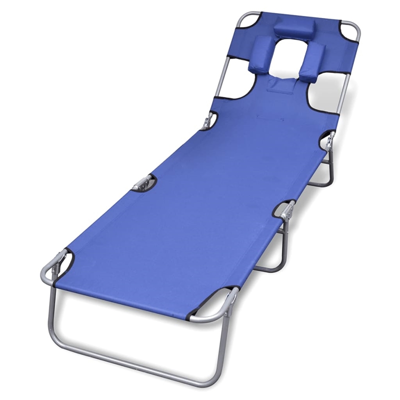 vidaXL Powder-Coated Steel Polyester Sun Lounger in Blue