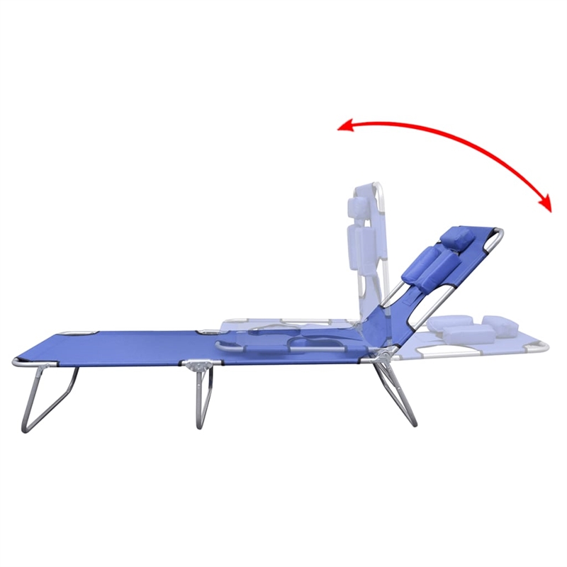vidaXL Powder-Coated Steel Polyester Sun Lounger in Blue