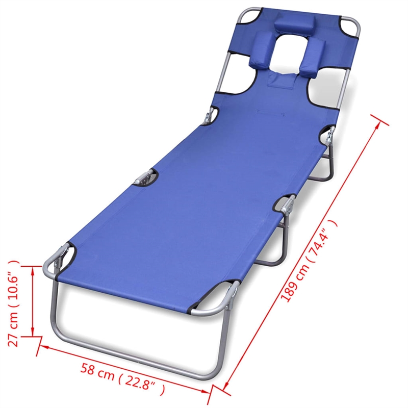 vidaXL Powder-Coated Steel Polyester Sun Lounger in Blue