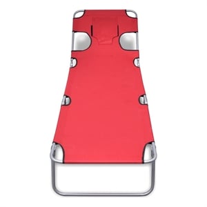 vidaXL Powder-Coated Steel Polyester Large Sun Lounger in Red