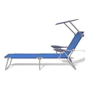 vidaXL Powder-Coated Steel Frame Sun Lounger w/ Polyester Fabric in Blue