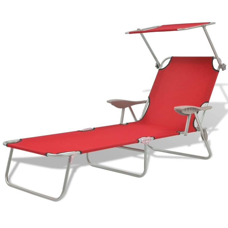 vidaXL Powder-Coated Steel Sunlounger w/ Polyester Fabric in Red One Size