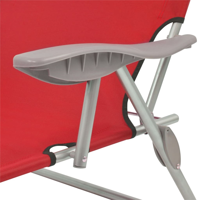 vidaXL Powder-Coated Steel Sunlounger w/ Polyester Fabric in Red One Size