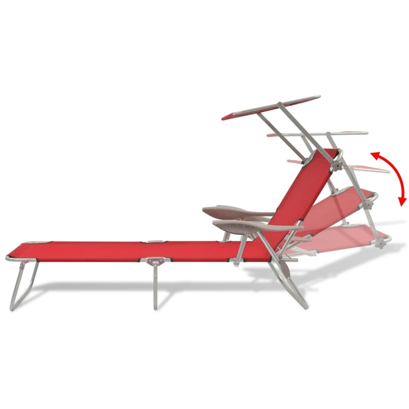 vidaXL Powder-Coated Steel Sunlounger w/ Polyester Fabric in Red One Size